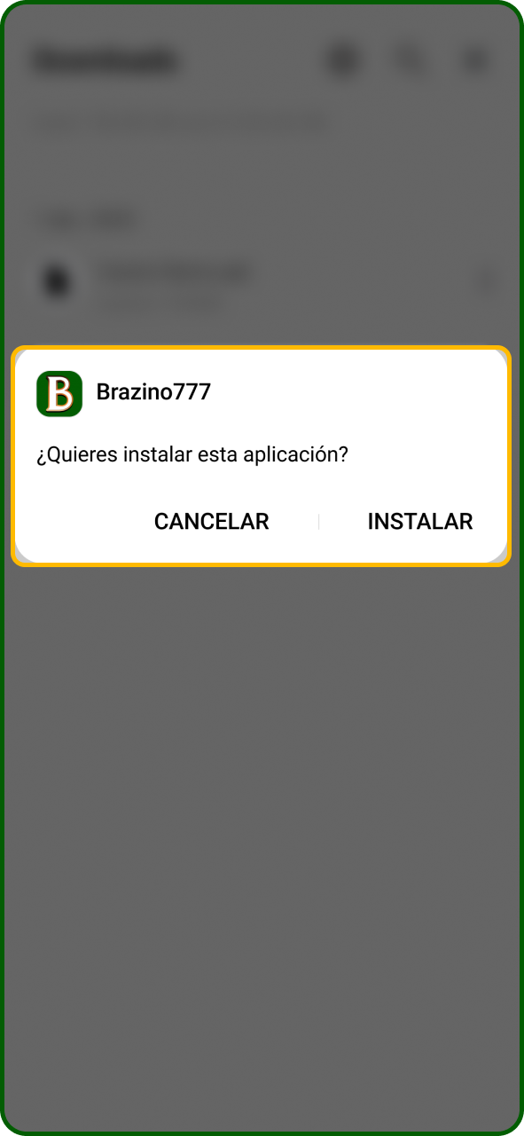 Toca el APK para instalar la aplicación de Brazino777 para Android.