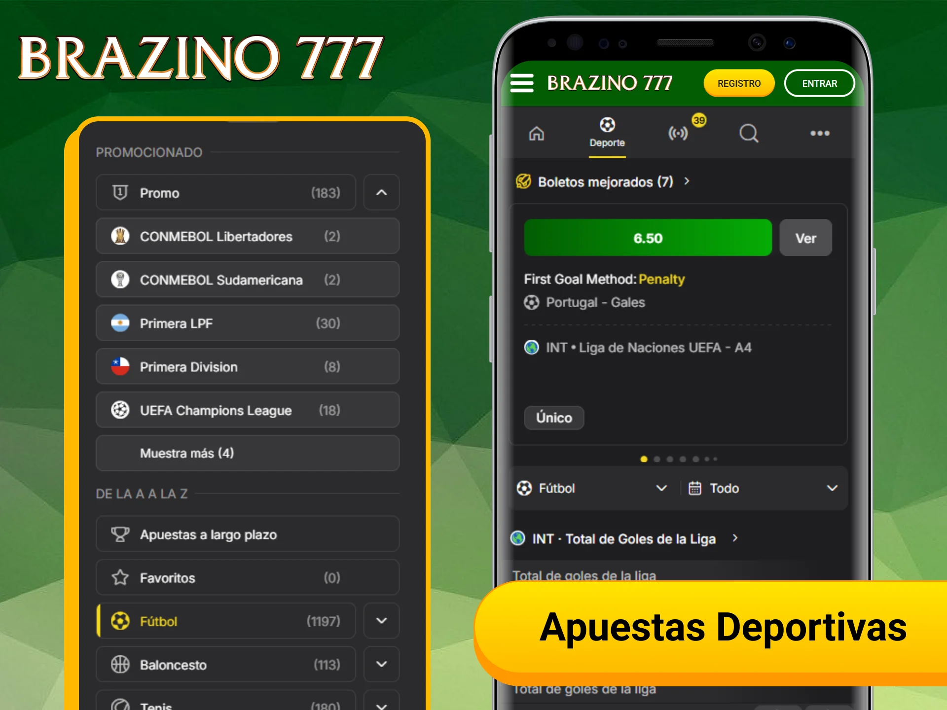Realiza tus apuestas deportivas favoritas fácilmente desde la app de Brazino777.