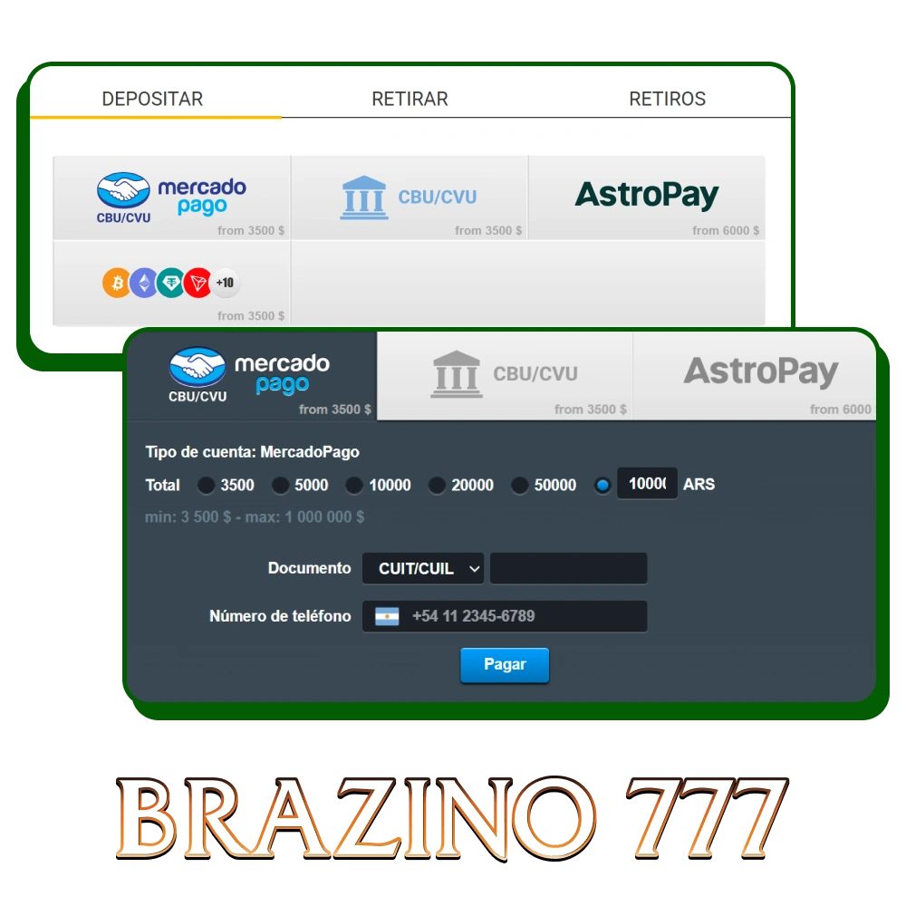Cómo hacer un depósito en Brazino777 desde Argentina