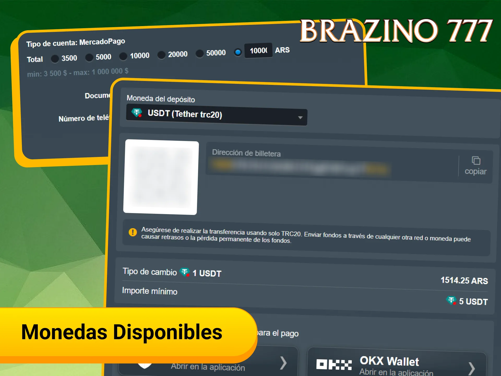 Conocé las monedas disponibles para depositar dinero en Brazino777.