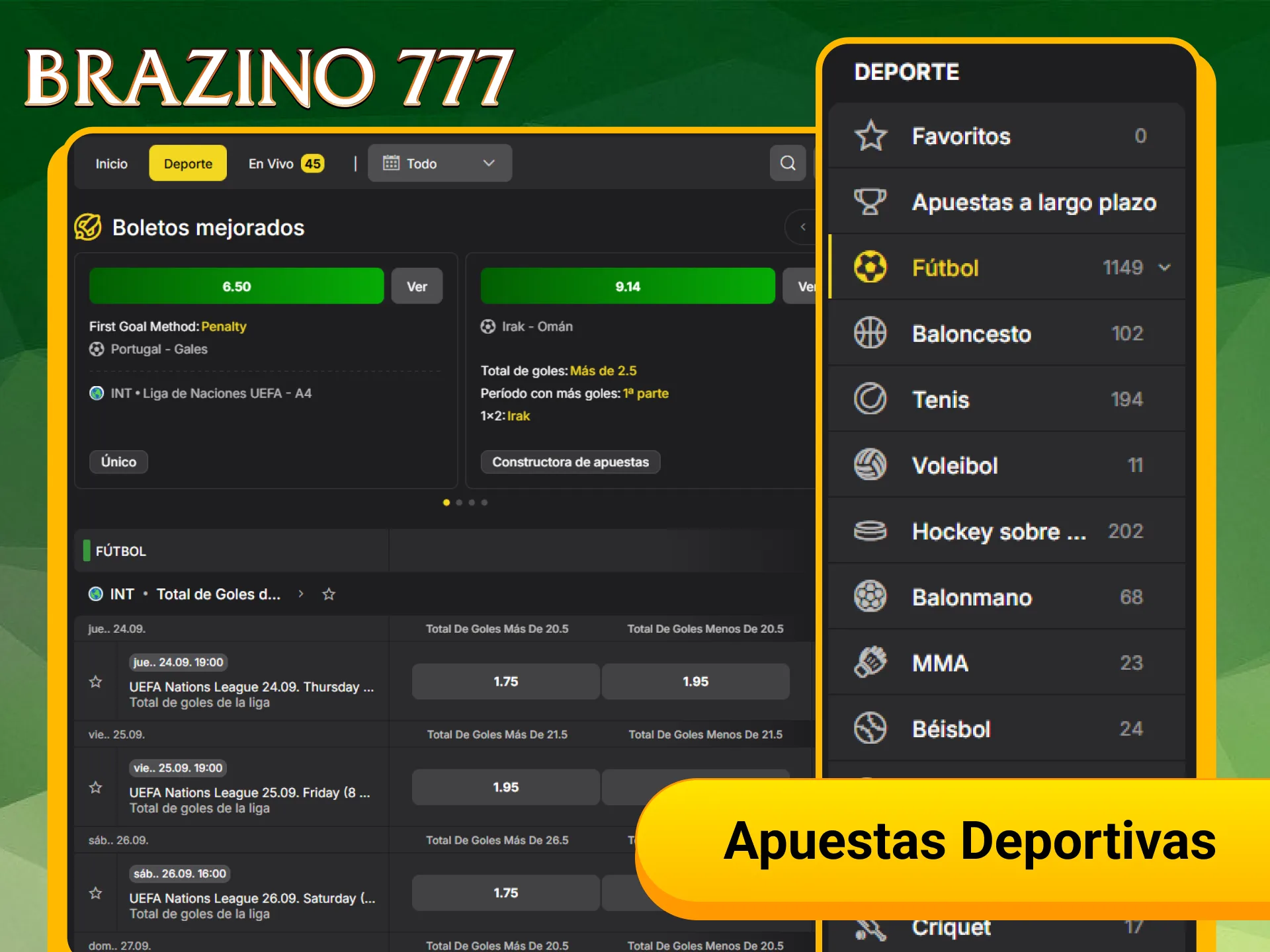 Explora las mejores cuotas en apuestas deportivas dentro de Brazino777.