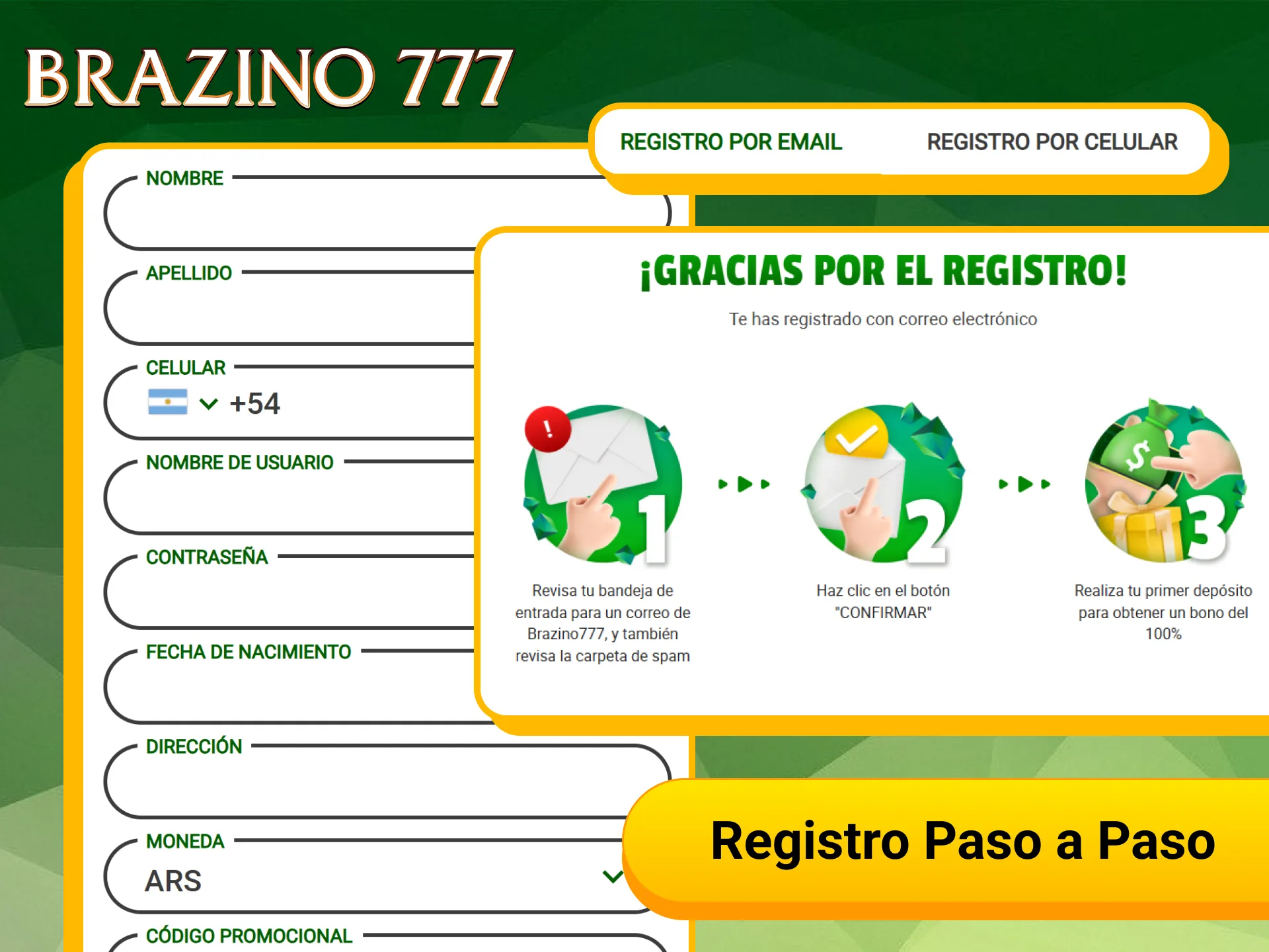 Sigue el proceso de registro paso a paso para unirte a Brazino777.