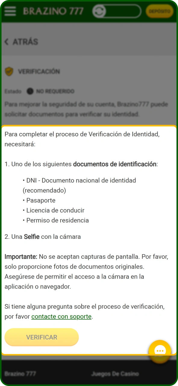 Verifica tu cuenta de Brazino777 para retirar las ganancias.